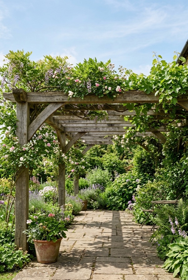 Pergola im Sommer (KI-generiertes Bild)